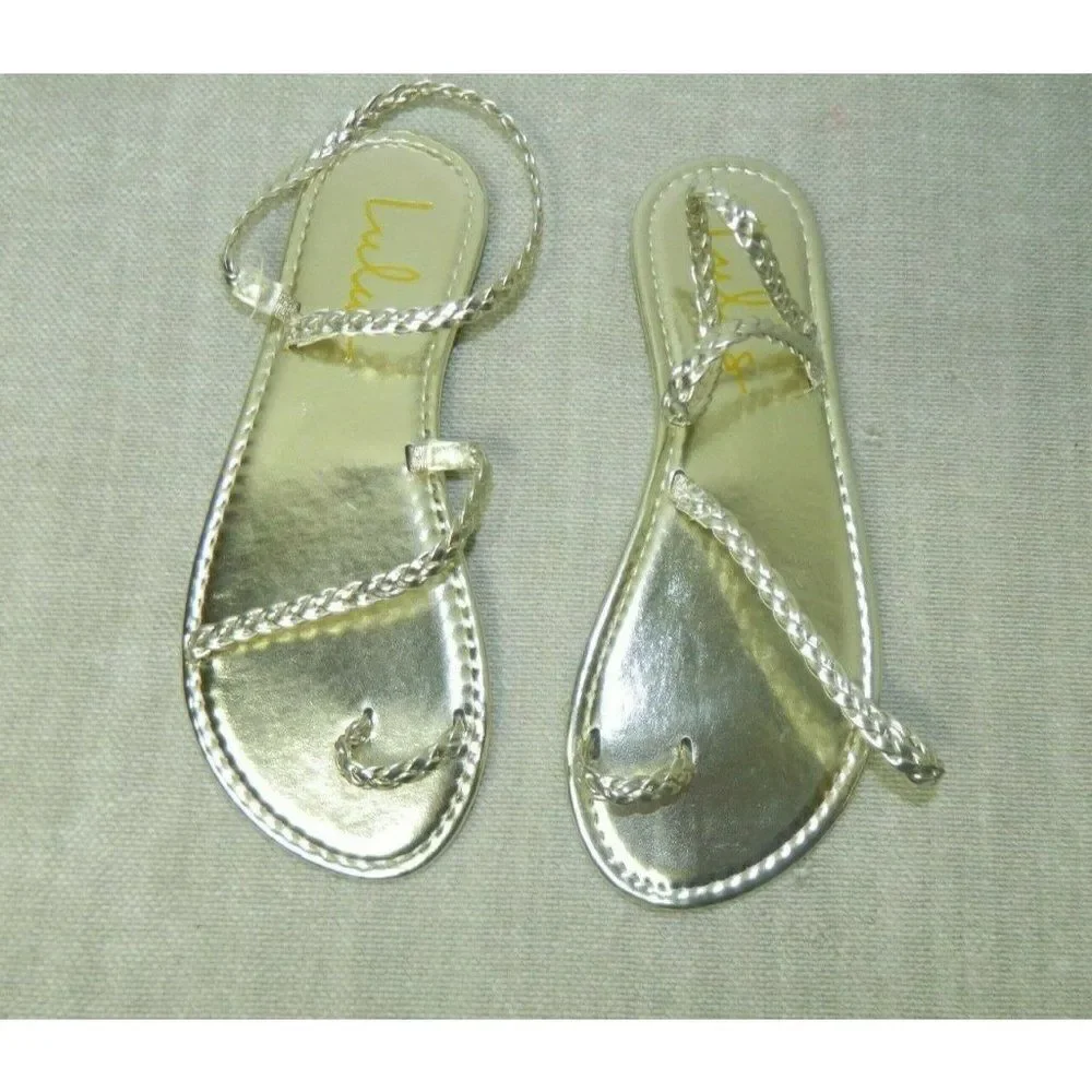 Lulu's‎ Sandals Mirela Gold Flat Vegan Sandals